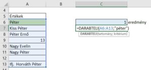 cellák megszámolása Excel